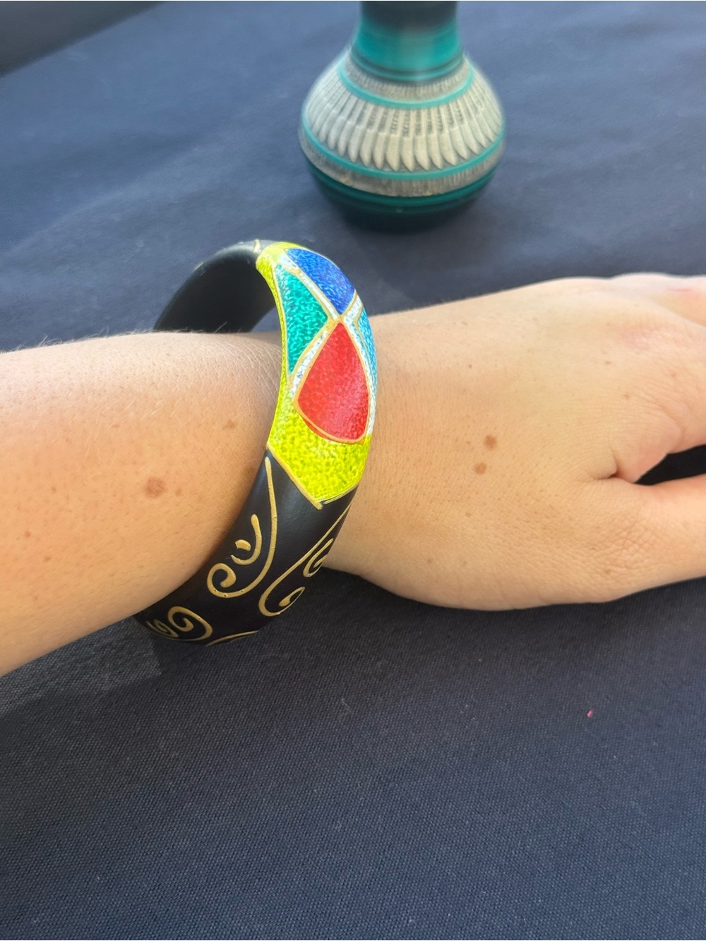 Vintage Beautiful Multicolor Tribal  wooden Bangle Bracelet